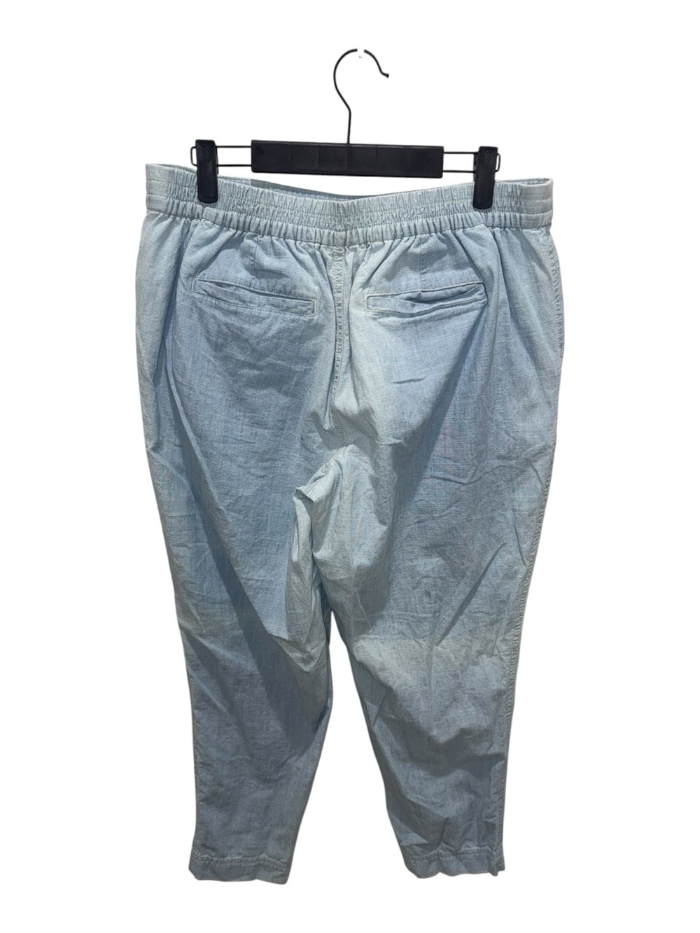 J Crew Light Blue Chambray Drawstring Cropped Pants Women Medium Cotton Casual - Picture 4 of 6